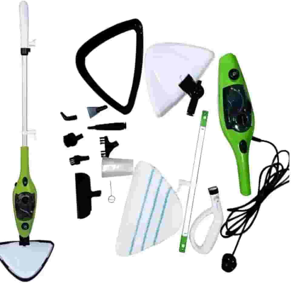 Mop Elétrico a Vapor 10 em 1, Limpadora Multifuncional para Pisos, Carpetes, Vidros e Janelas, 220V, Verde/Branco