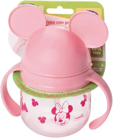 Caneca Treinamento com canudo de silicone retrátil Minnie Rosa 260 ml Plasútil