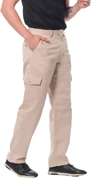 Calça Cargo Sarja Masculina Larga 7888 Cor: Bege Claro