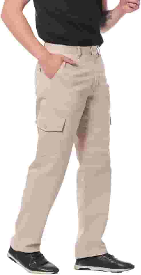 Calça Cargo Sarja Masculina Larga 7888 Cor: Bege Claro