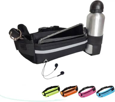 Pochete Esportiva Corrida Porta Celular Garrafa Documento Cinta Fitness Cores (Preto)