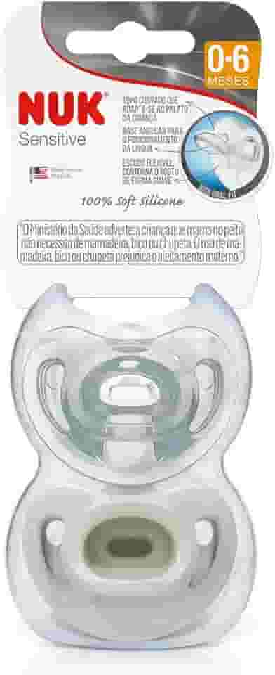 NUK Kit C/ 2 Chupetas Sensitive Soft Fashion 100% Silicone Neutral S1