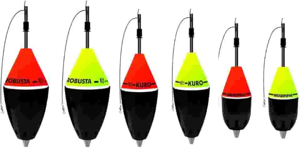 JR Pesca Kit 6 Boias Cevadeiras Robusta Kuro Brabinha Cores Variadas Alta Performance para Pesca