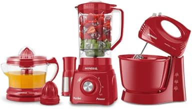 Conjunto Mondial, Liquidificador + Batedeira + Espremedor, 220V - KT-105-R