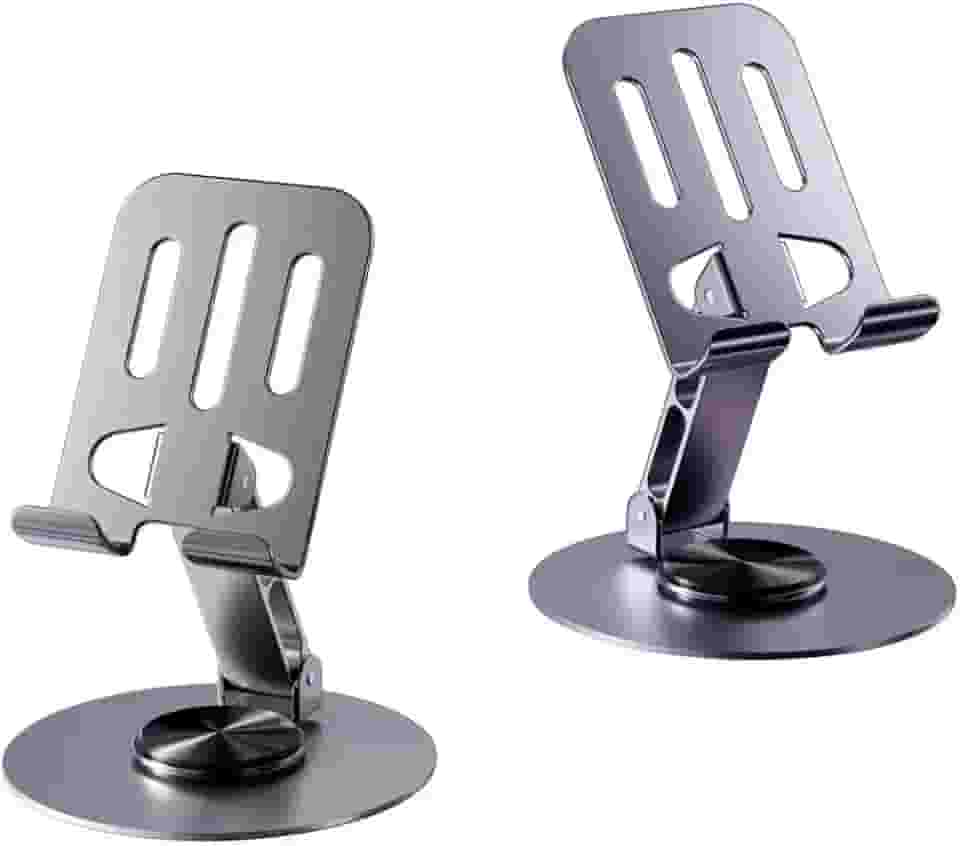 Suporte Celular Ajustável e Articulável de Mesa para Celular, com Base Giratória 360°, Pedestal Dobrável e Retrátil, Feito em Metal Resistente, Compatível com Tablet Smartphone - LILÁS ESCURO