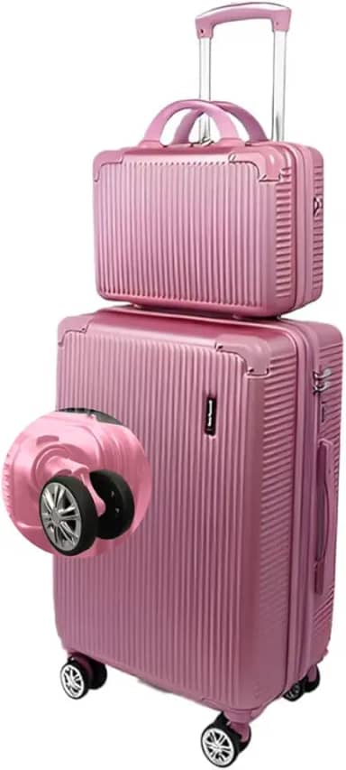 Mala de Bordo 10kg com Frasqueira Bagagem de Mão Expansivel Aprovada ANAC com 4 Rodas duplas 360° Cadeado AntiFurto TSA Mala de Viagem Alça Lateral com Divisória, Leve Resistente (Rosê)