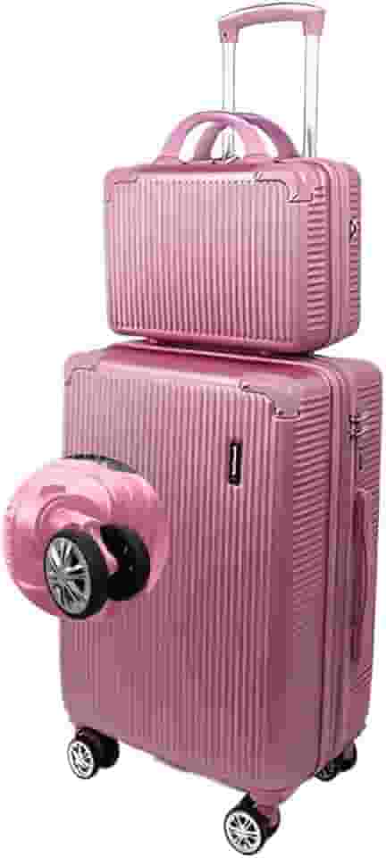 Mala de Bordo 10kg com Frasqueira Bagagem de Mão Expansivel Aprovada ANAC com 4 Rodas duplas 360° Cadeado AntiFurto TSA Mala de Viagem Alça Lateral com Divisória, Leve Resistente (Rosê)