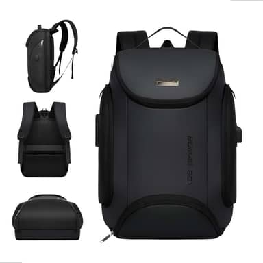 Mochila Antifurto Masculina Impermeável com Cadeado USB Reforçada para Notebook 15" – Ótima para Quem Anda de Moto ou Toma Chuva, Resistente, Elegante, Design Moderno para Trabalho, Viagem, 40L