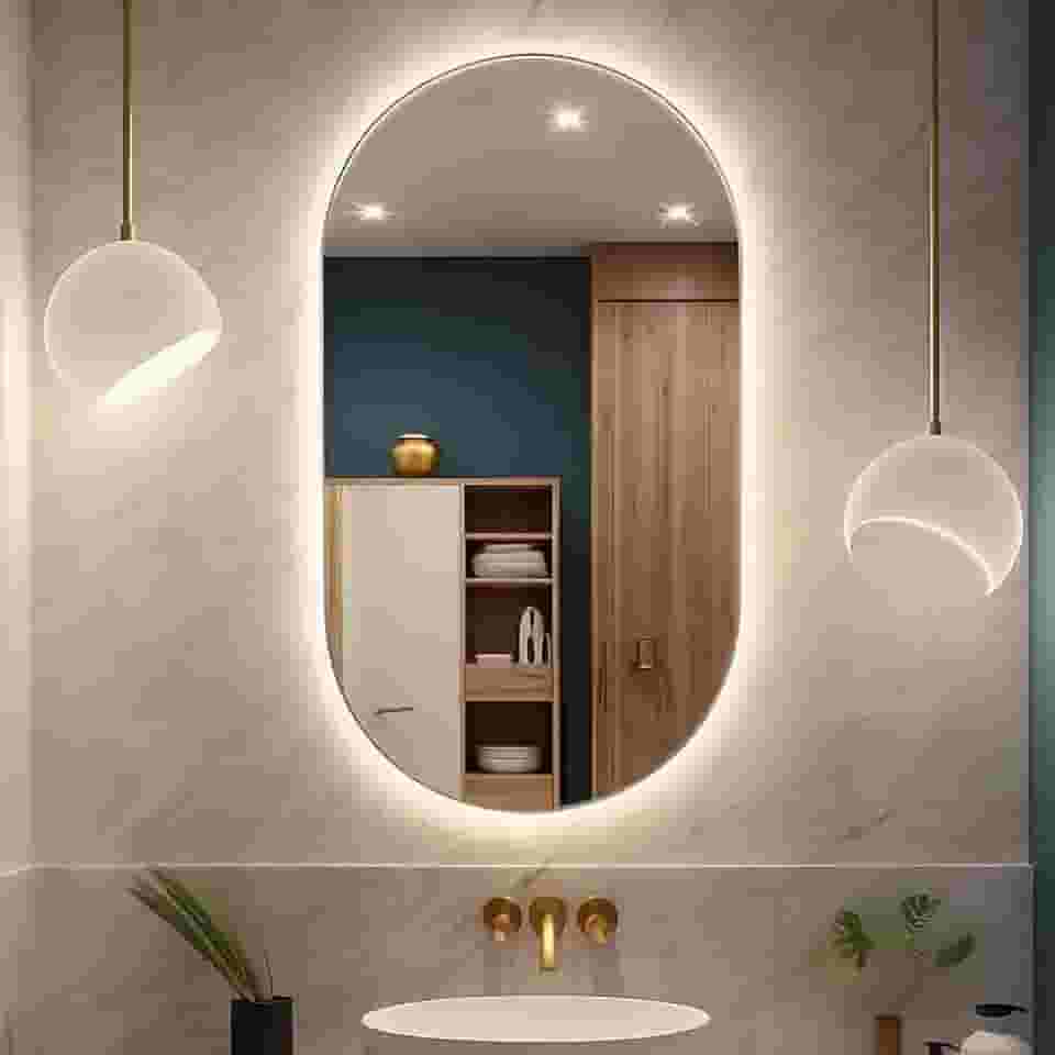 Espelho Com Led Oval Grande Corpo Inteiro 80x50cm Premium Para Penteadeira Quarto Banheiro Sala (50cm X 40cm (SEM LED))