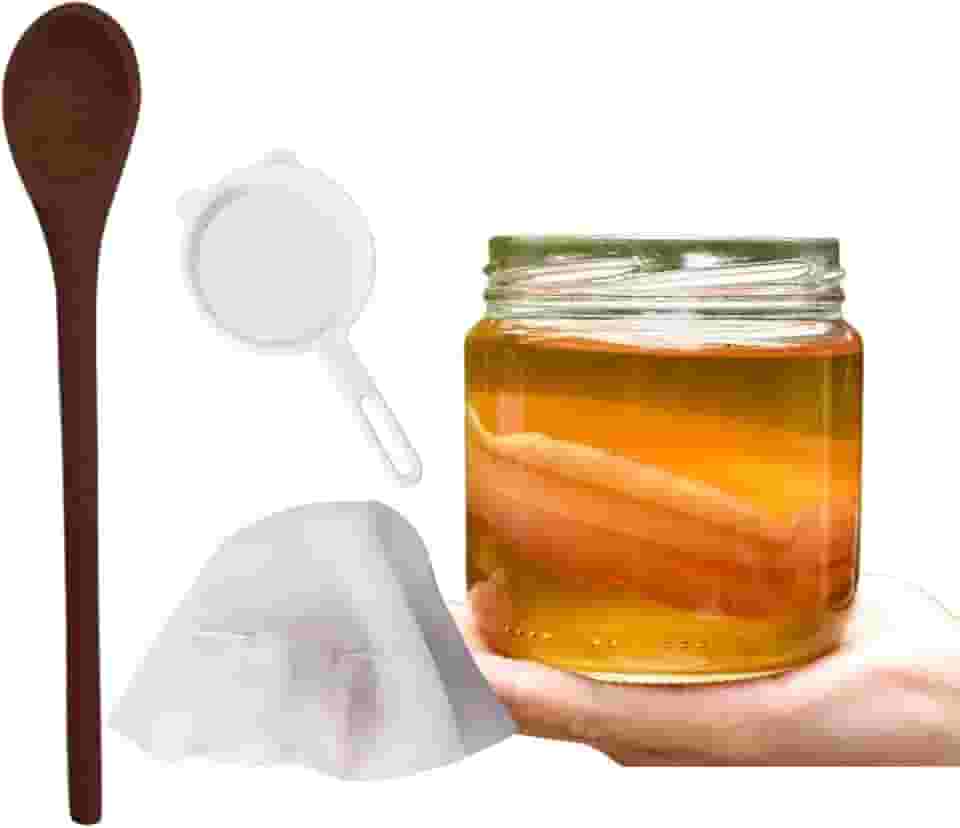 Scoby Kombucha Original Fermentação Caseira + Colher de Pau + Tampa Voal + Peneira