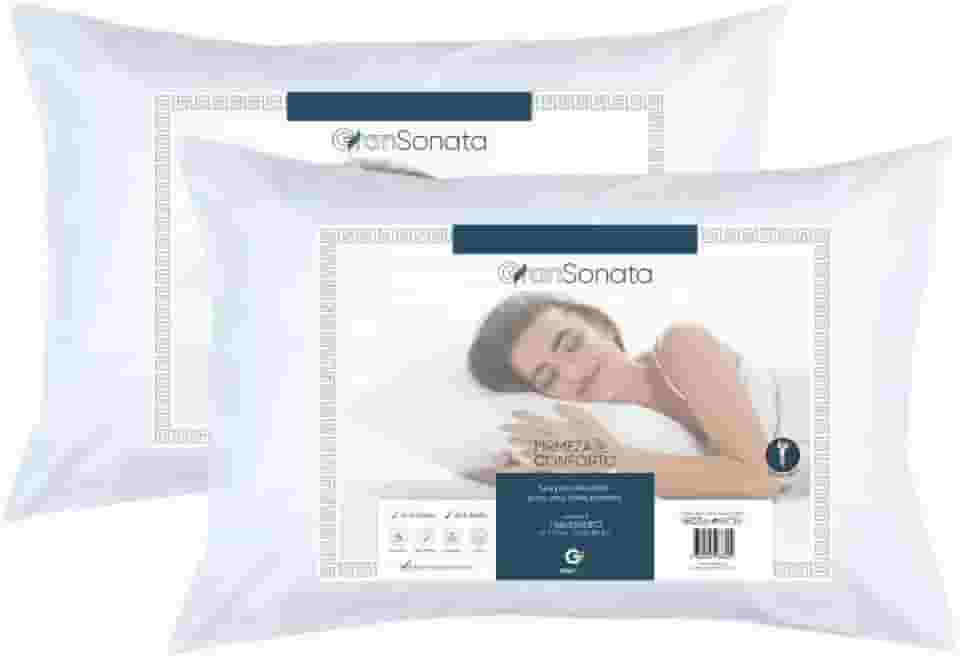 Kit com 2 Travesseiros Anti Ácaro, Anti Mofo, Antialérgico, Lavável, 50x70cm, Fibra Mista Siliconada