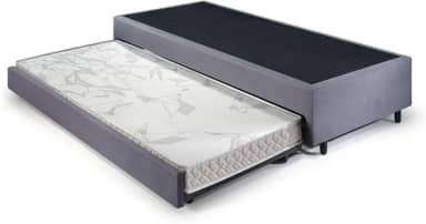 Bicama Solteiro King 96x203x28cm Suede e Colchão Auxiliar D23 78x188x12cm Ecoline Cinza