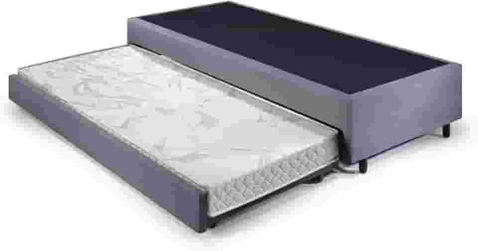 Bicama Solteiro King 96x203x28cm Suede e Colchão Auxiliar D23 78x188x12cm Ecoline Cinza