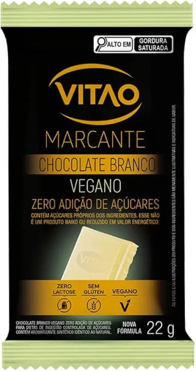 Chocolate Vegano Zero, Branco, Vitao, 22 g