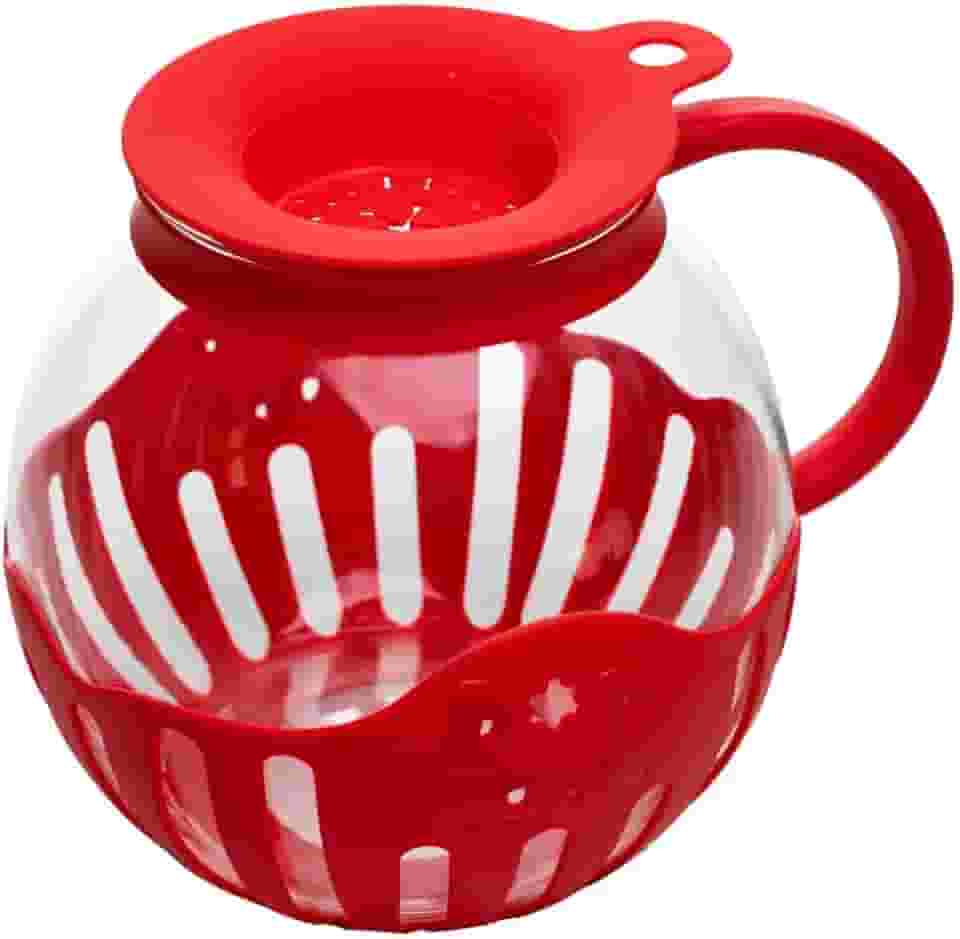 LYOR - Pipoqueira para Micro Ondas 2,25L Vermelha Vidro