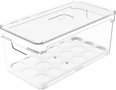 OU, OF150NT, Organizador de Ovos Clear Fresh 36 Un Porta Ovos com Tampa e Alças Laterais Geladeira Cozinha, cor Natural, Polipropileno