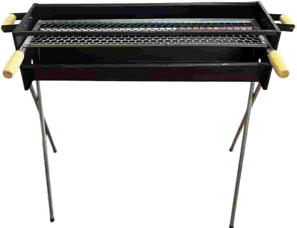 Churrasqueira Espetinho Reforçada A Carvão Espeteira Tradicional 80X25cm Espeteira Bar Lanchonete Com Grelha