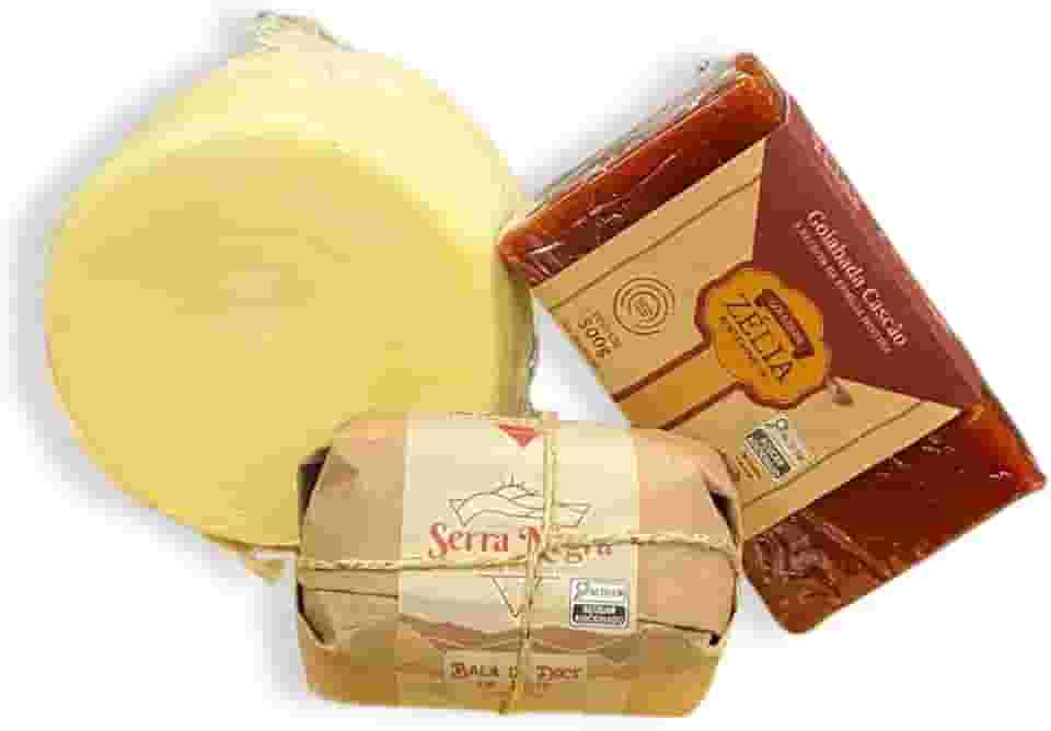 Kit Mineirinho Queijo Minas Meia Cura 850g + Goiabada Cascão Zélia 500g + Bala de Doce de Leite 400g - Sabores Tradicionais de Minas Gerais, Perfeito para Presentear, Mesas Gourmet e Acompanhar Cafés