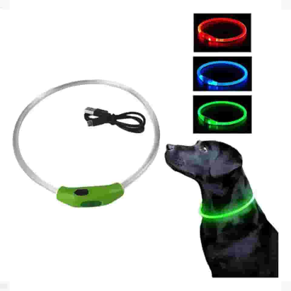 Coleira iluminada LED cães gatos recarregável a prova d'água (G)