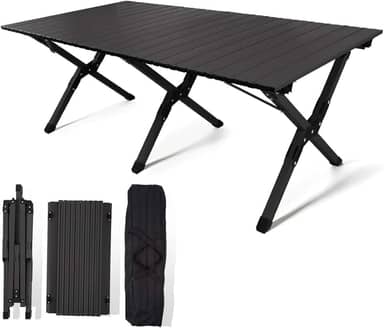 Mesa Dobrável 120cm Resistente Para Camping Garden Life Acampamentos Churrascos Piqueniques Caminhadas Pesca (Preto)