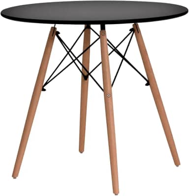 Mesa de Jantar Redonda Charles Eames Eiffel 110cm Preta, 6 Lugares, para Cozinha e Sala de Jantar, Design Moderno
