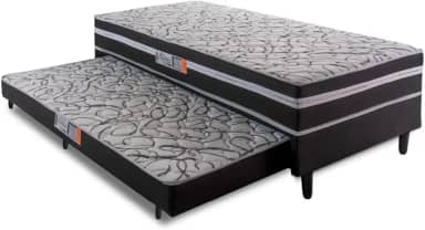 Cama Box Solteiro com Cama Auxiliar Aspen 88x188x41cm Cinza/preto
