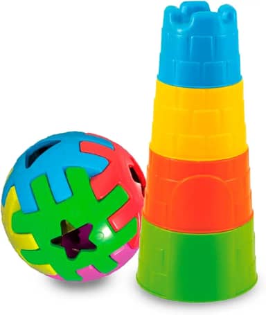 Brinquedos Educativos 1 ano Bebê Menino e Menina - Torre + Bola Didática