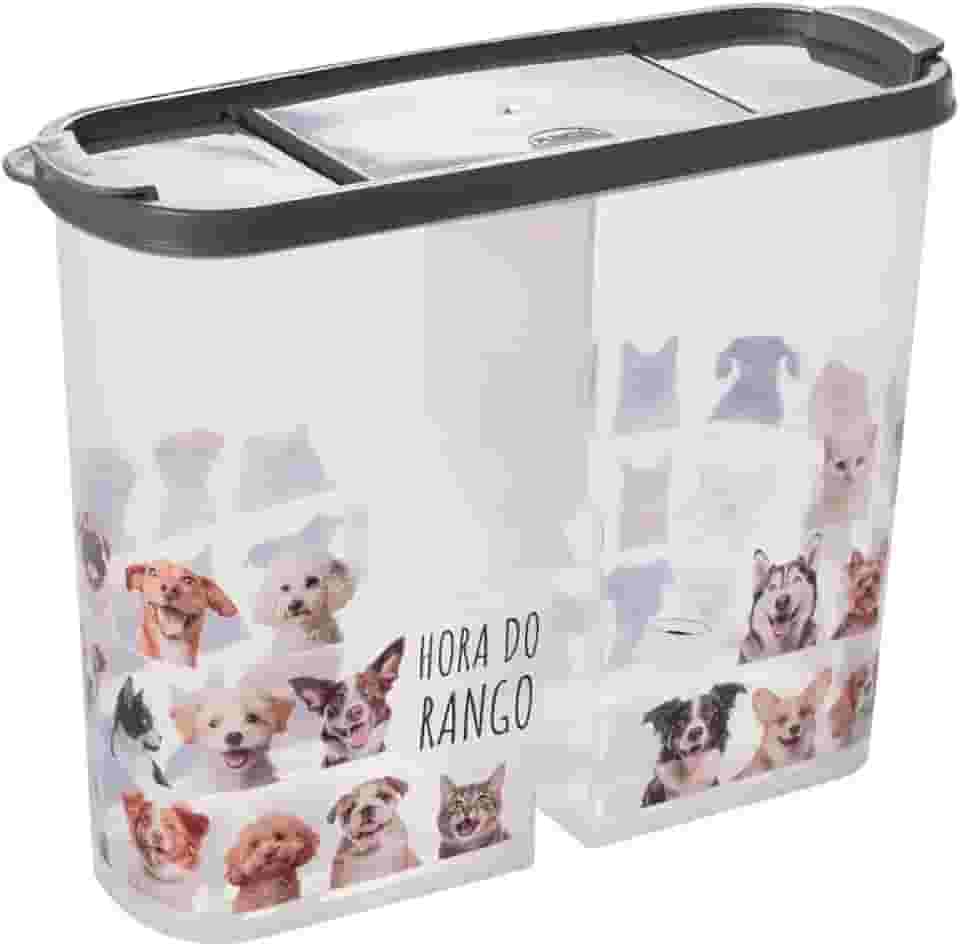 Porta Pote Ração 2,4kg Petisco Tampa Vedada Antiformiga, Plasútil Cor: Cinza