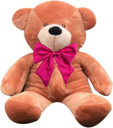 Urso de Pelúcia Gigante com Laço Personalizado, 90 cm, Macio, Teddy (Urso Mel com Laço Pink)