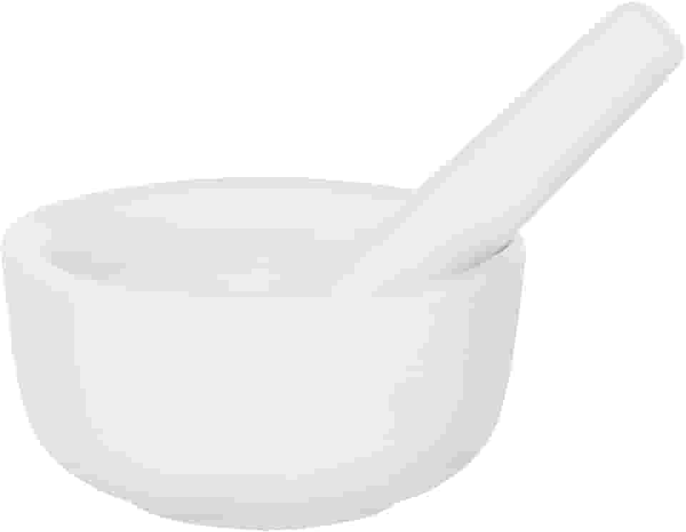 HIC Kitchen Almofariz e pilão para moer especiarias e ervas e comprimidos de esmagamento, porcelana branca fina