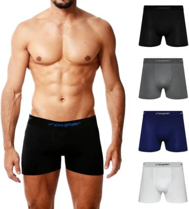 Kit 4 Cuecas Boxer Microfibra Rouper Basic Masculino