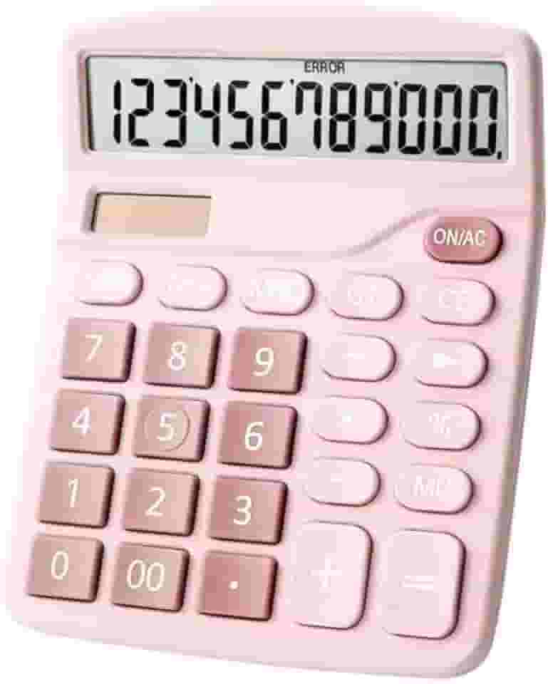 Calculadora de Mesa Rosa Visor Grande 12 Dígitos Solar E Pilha Dexin-837b