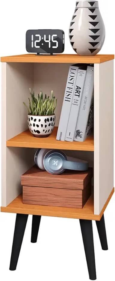 Mesa De Cabeceira Mudo Charme Retro Com Nicho Quarto Cama (Off White)