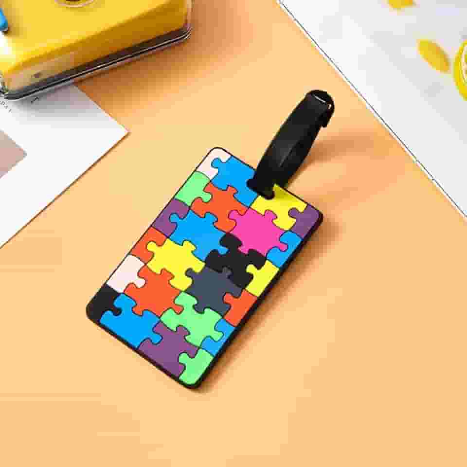 2 peças de etiquetas de bagagem fofas etiquetas de bolsa engraçadas exclusivas etiquetas de mala de bagagem de desenho animado identificadores de viagem, etiquetas de nome, quebra-cabeça