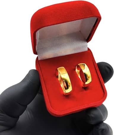 Par de Alianças de Casamento Banhada a Ouro 18k Noivado Premium 6mm Lisas Extra Luxo Original