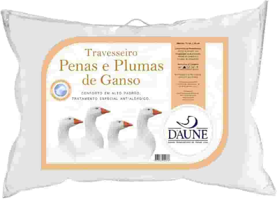 Travesseiro 80% Pena de Ganso e 20% Pluma de Ganso Natural - 50 cm X 70 cm Conforto