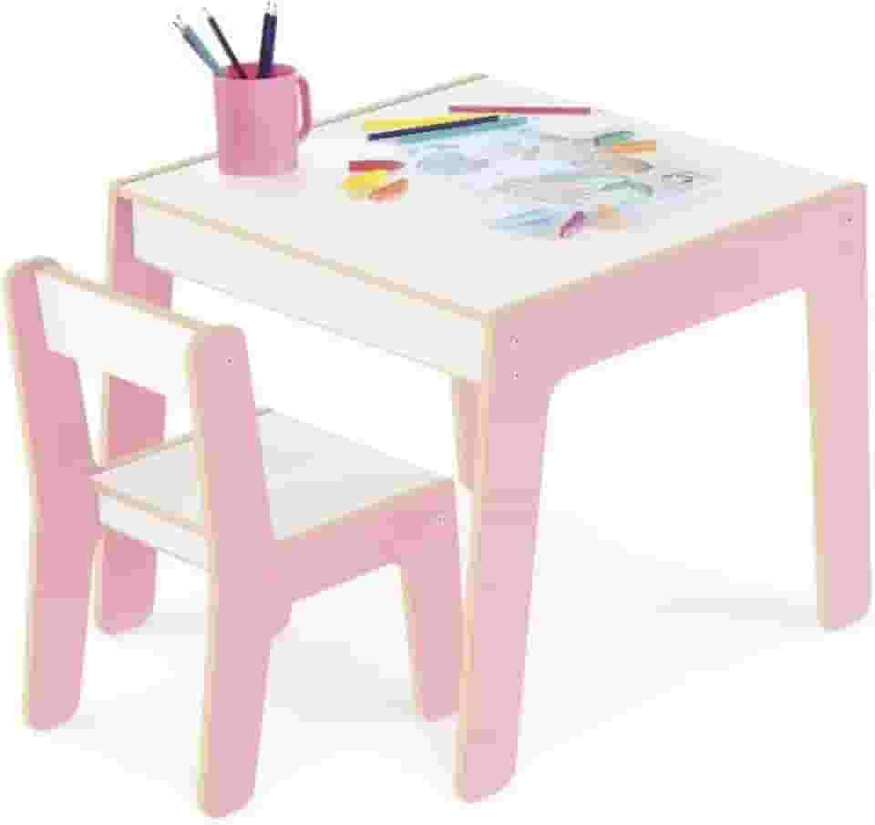 Conjunto Mesa + Cadeira Infantil Rosa - Junges