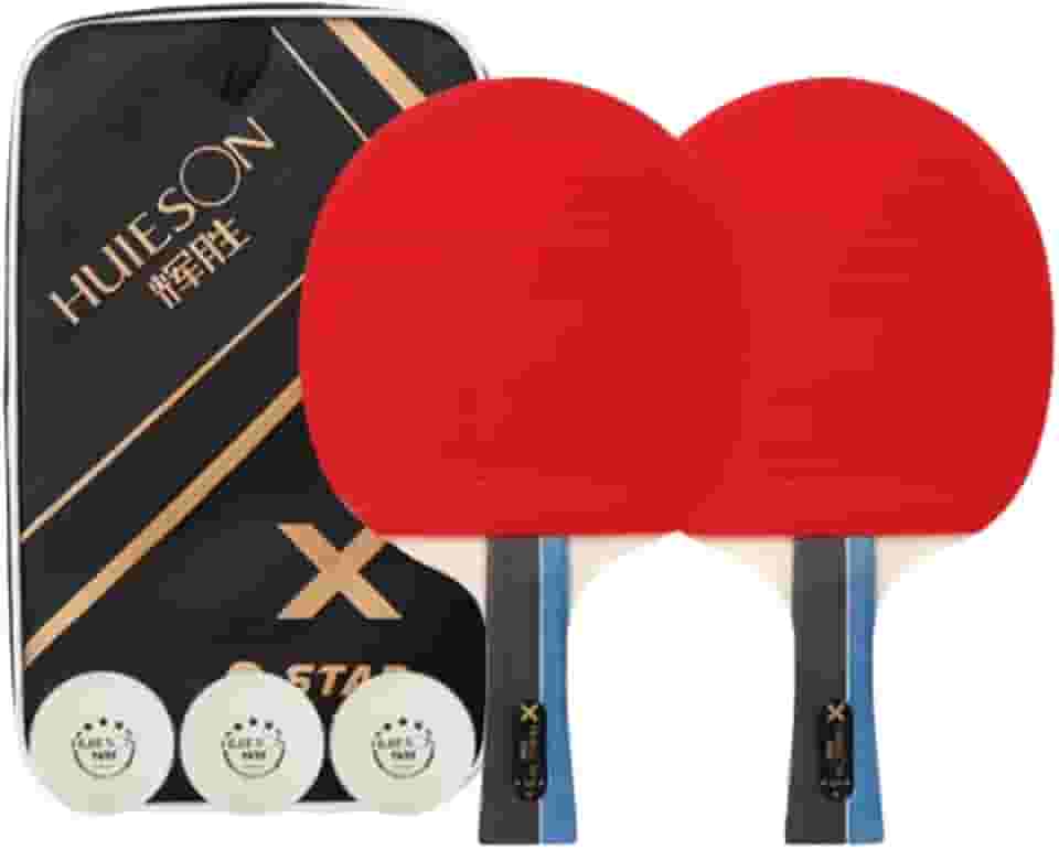 Kit 2x Raquetes Tenis de Mesa Ping Pong Huieson X3 Profissional + Capa + 3 Bolas Oficiais