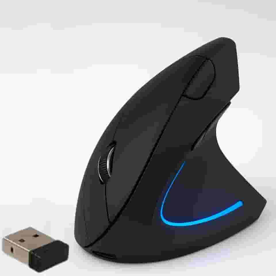 Mouse Vertical Ergonômico Sem Fio Recarregável RGB DPI Ajustável USB 2.4G Compatível com Windows Mac Redução deTensão no Pulso