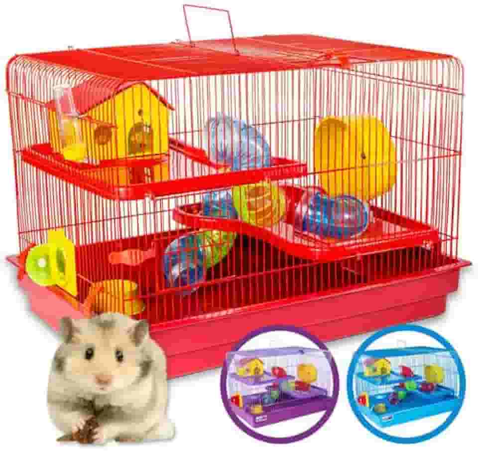 Gaiola Hamster Grande 2 Andares Gigante Completa Com Tubo Labirinto (Vermelho)