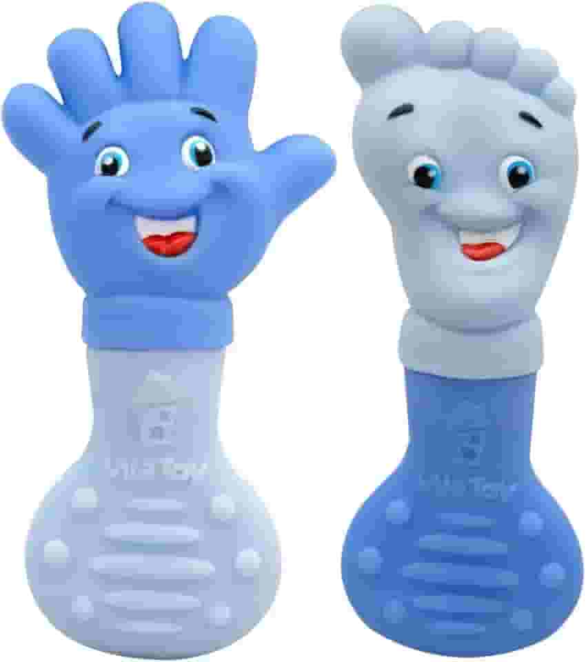 Mordedor Bebê Macio Massageador Gengiva Pezinho Mãozinha (Azul)