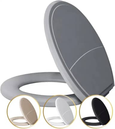 Assento Sanitário Almofadado Basico Oval Plus Slim Universal Cor:Cinza Claro