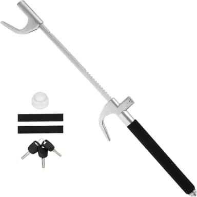 Trava de volante de liga de alumínio, trava de volante de carro resistente, dispositivo antifurto, martelo de emergência de ajuste universal para ferramenta de autodefesa de emergência de