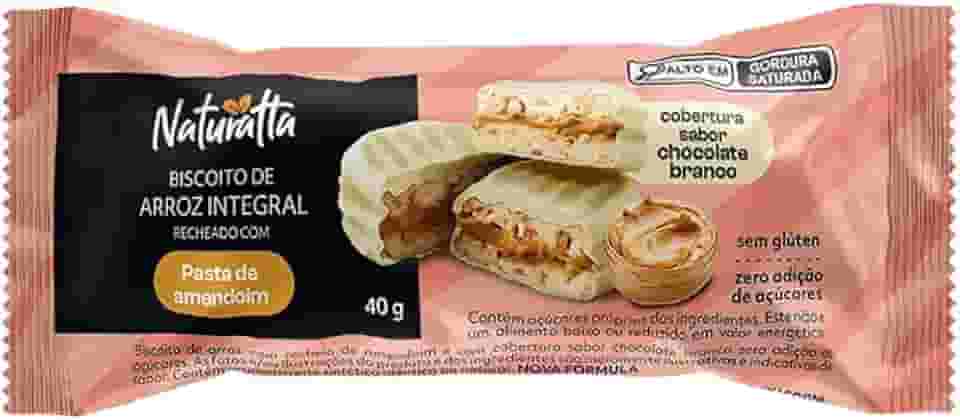 Biscoito Arroz Amendoim Coberto Branco Zero Açúcar Naturatta 40G