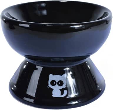 Tigela De Cerâmica De Luxo Para Animais De Estimação - Comedouro E Bebedouro 2 Em 1, Ideal Para Gatos E Cães, Design Elegante, Segura E Saudável Para O Seu Pet(PRETO G COMD E BEBED)