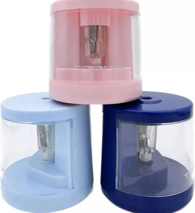 Apontador Elétrico Automático com Lâmina de Aço Inoxidável, Depósito para Resíduos, Design Moderno e Prático – Ideal para Estudantes, Escritório e Uso Diário Professor, faculdade - TYDA (ROSA2)