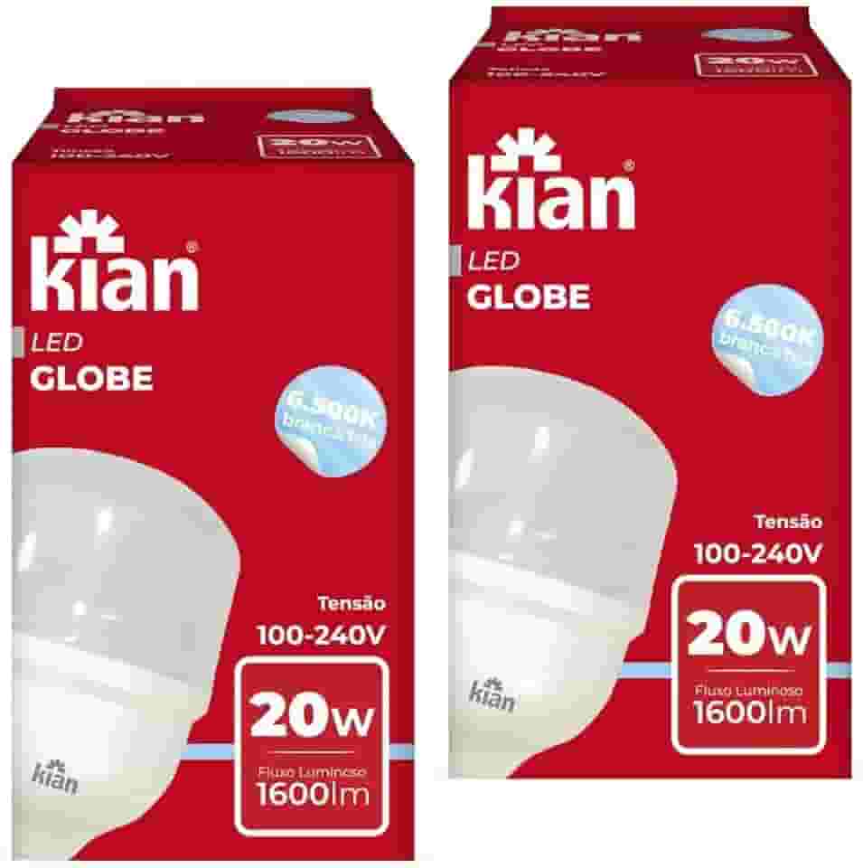 Kit 2 Lâmpadas LED 20W Branca Fria Alta Potência Base E-27 Bivolt - 2 Unidades