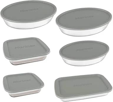 Jogo de Assadeiras Marinex, 6 Peças, Com Tampa, Vidro