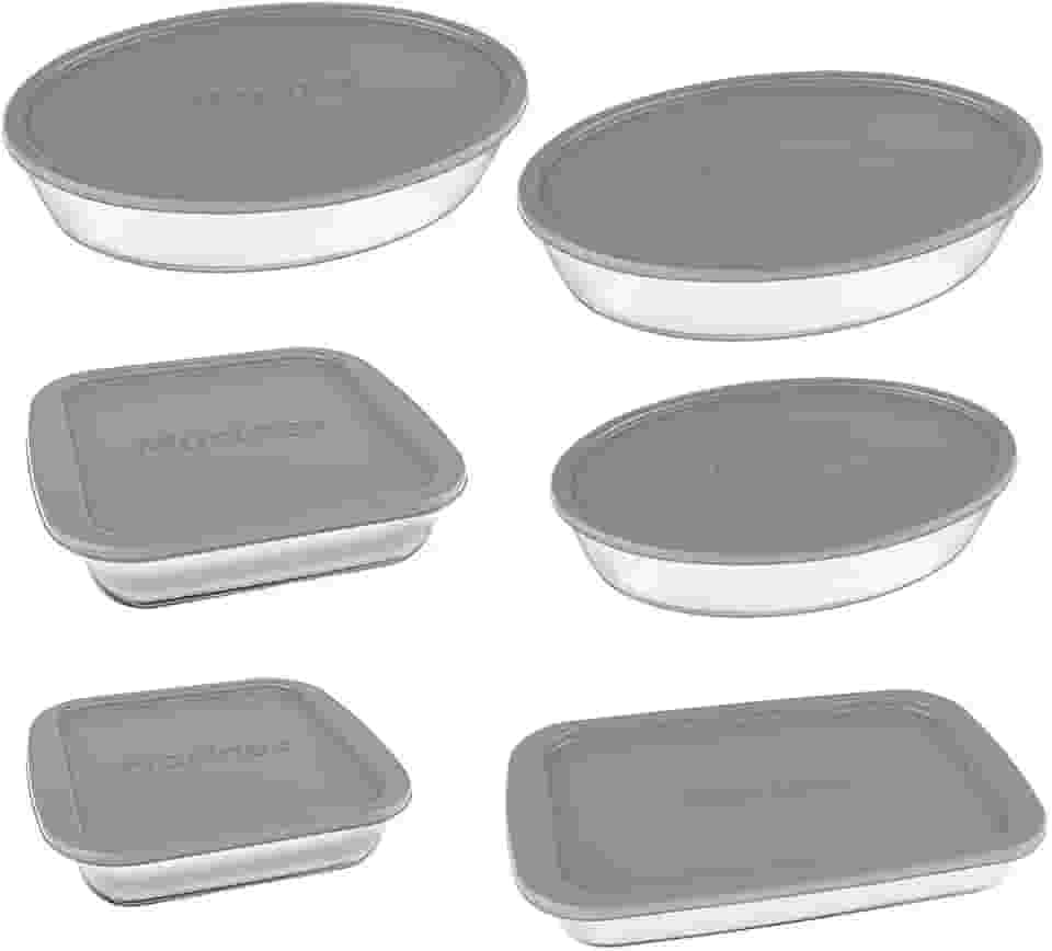 Jogo de Assadeiras Marinex, 6 Peças, Com Tampa, Vidro