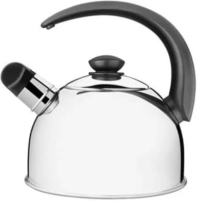 Chaleira Tramontina Com Apito Em Aço Inox Cabo Preto 2, 1 L Tramontina Inox Chaleira Aco Inox 2, 1 L C/apito